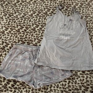 La Vie En Rose Gray Cat Print Pajama Set